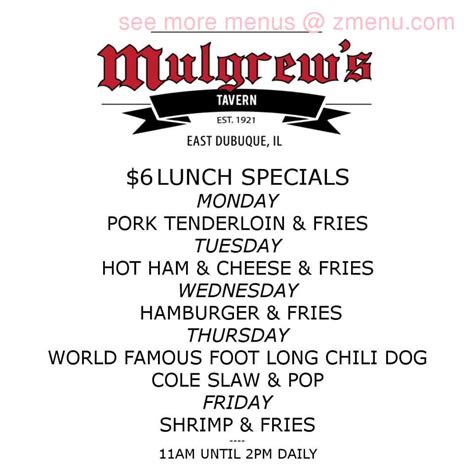 Mulgrew's tavern and restaurant menu. Things To Know About Mulgrew's tavern and restaurant menu. 